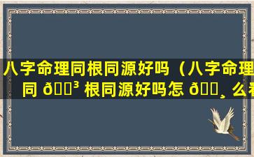 八字命理同根同源好吗（八字命理同 🌳 根同源好吗怎 🕸 么看）